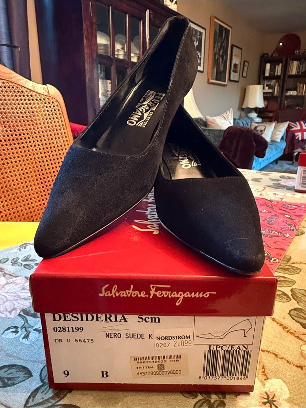 Salvatore Ferragamo Black Suede Pointed-Toe Pumps